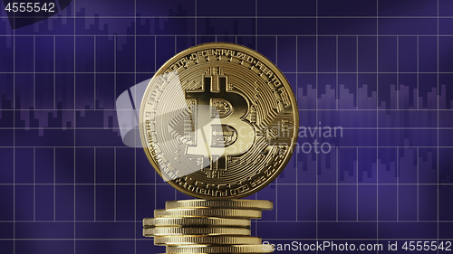 Image of Gold coin bitcoin and cryptocurrency stack