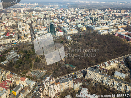 Image of Panoramic view of the town of Kiv with a botanical garden and the University of Shevchenko in the side