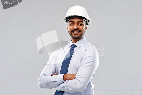 Image of indian architect or businessman in helmet