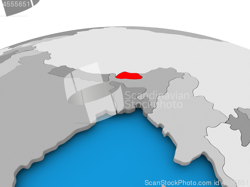 Image of Bhutan on political globe