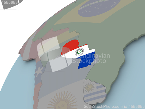 Image of Map of Paraguay with flag