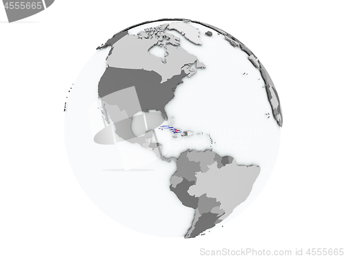 Image of Cuba on globe isolated