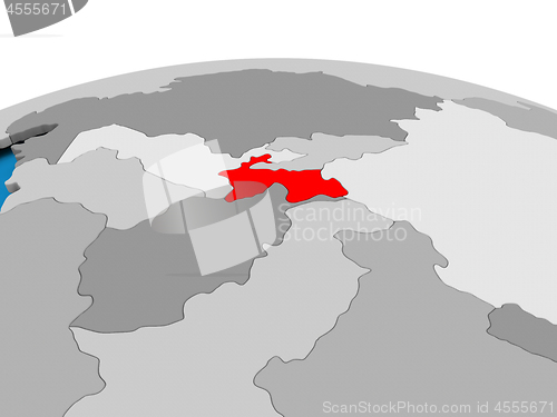 Image of Tajikistan on political globe