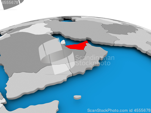 Image of United Arab Emirates on political globe