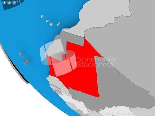 Image of Mauritania on political globe