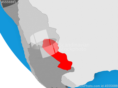 Image of Paraguay on political globe