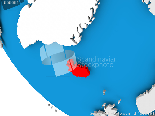 Image of Iceland on political globe