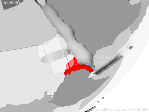 Image of Eritrea in red on grey map