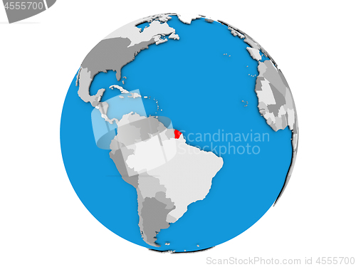 Image of French Guiana on globe isolated