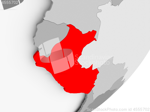 Image of Peru in red on grey map
