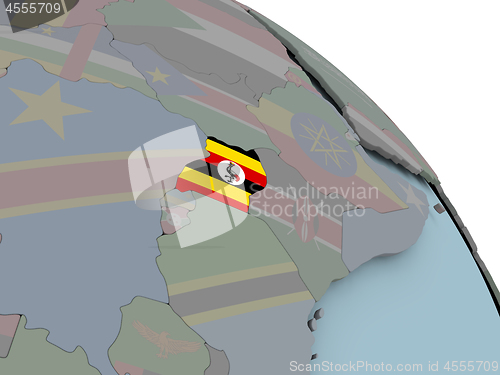 Image of Map of Uganda with flag