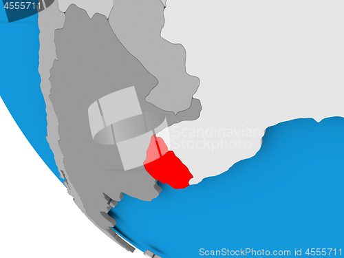 Image of Uruguay on political globe