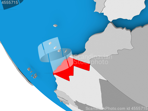 Image of Western Sahara on political globe