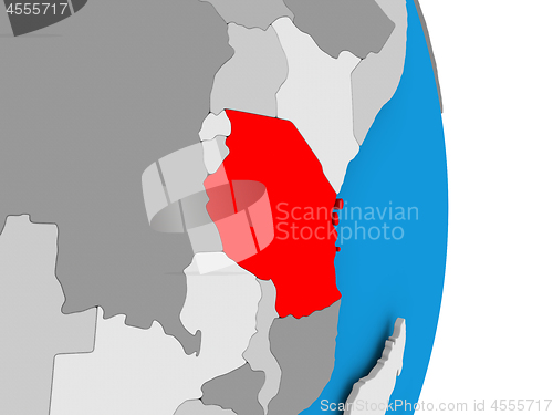 Image of Tanzania on globe