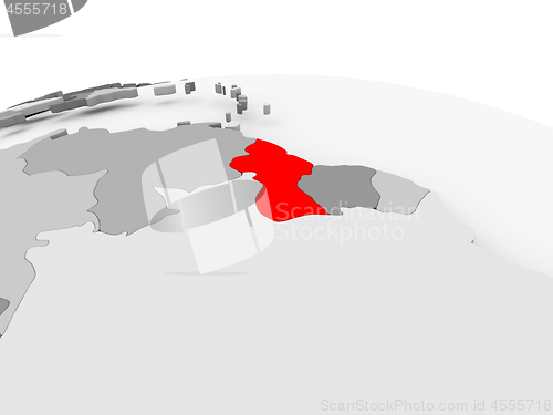 Image of Guyana on grey globe