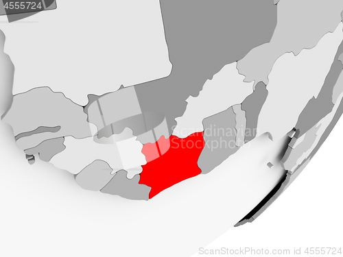 Image of Ivory Coast in red on grey map