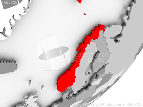 Image of Norway in red on grey map