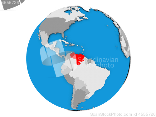 Image of Venezuela on globe isolated