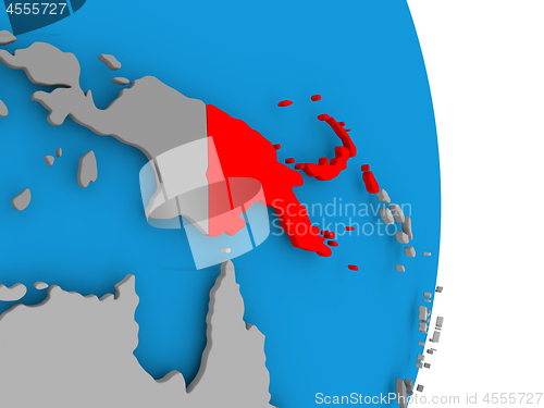 Image of Papua New Guinea on globe