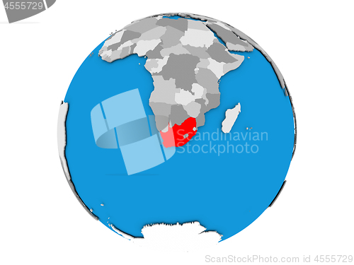 Image of South Africa on globe isolated