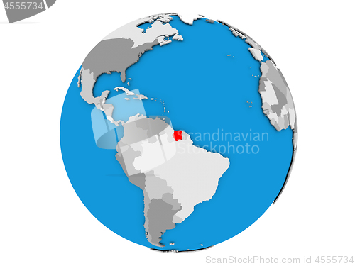 Image of Suriname on globe isolated