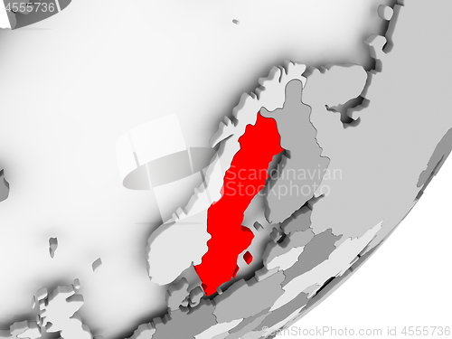 Image of Sweden in red on grey map