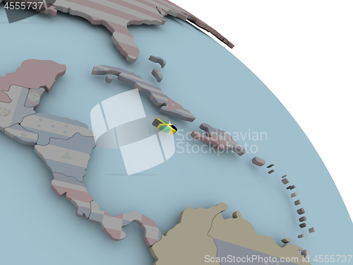 Image of Map of Jamaica with flag