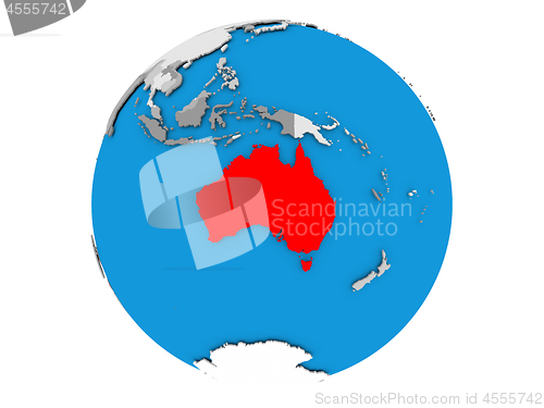 Image of Australia on globe isolated
