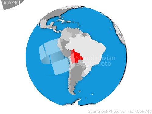Image of Bolivia on globe isolated