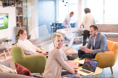 Image of Startup Business Team At A Meeting at modern office building