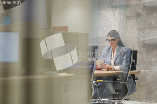 Image of Businesswoman using tablet