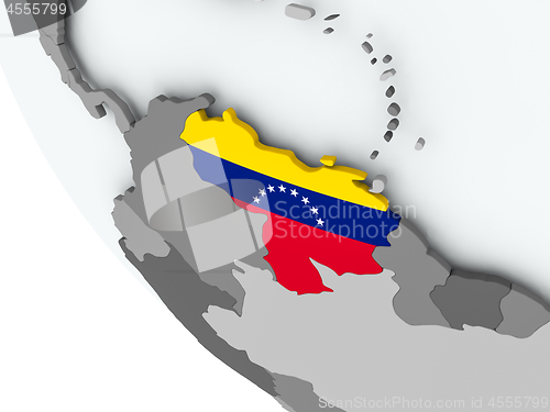 Image of Flag of Venezuela on political globe