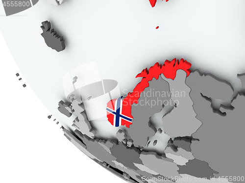 Image of Flag of Norway on political globe