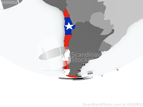 Image of Chile with flag on globe