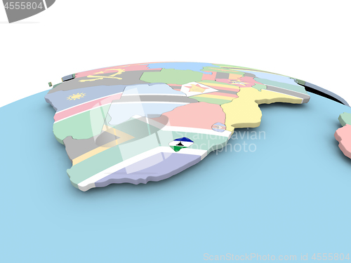 Image of Flag of Lesotho on bright globe