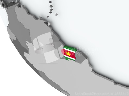 Image of Flag of Suriname on political globe