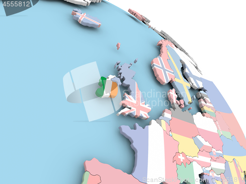 Image of Flag of Ireland on globe