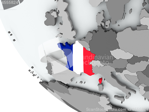 Image of Flag of France on political globe