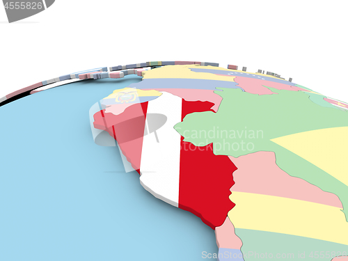 Image of Flag of Peru on bright globe