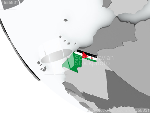 Image of Flag of Western Sahara on political globe