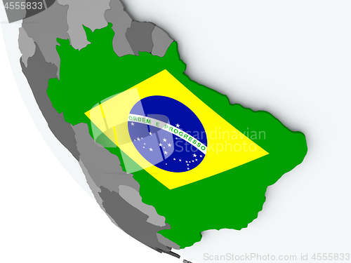 Image of Flag of Brazil on political globe