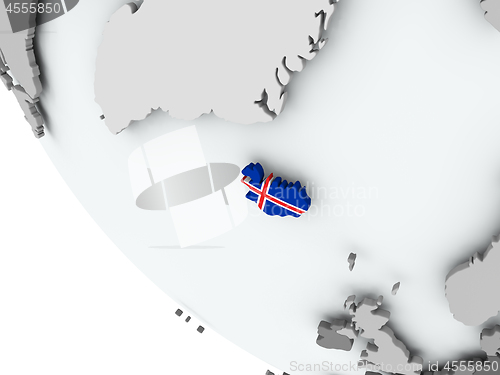 Image of Flag of Iceland on political globe