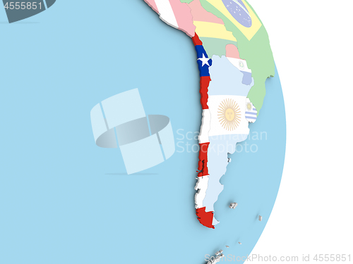 Image of Chile with flag on globe