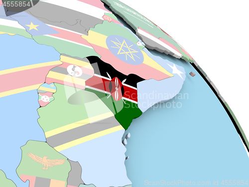 Image of Flag of Kenya on globe