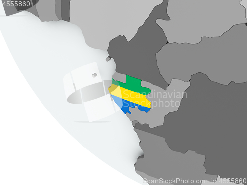 Image of Flag of Gabon on political globe