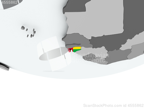 Image of Guinea-Bissau with flag on globe