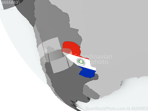 Image of Flag of Paraguay on political globe