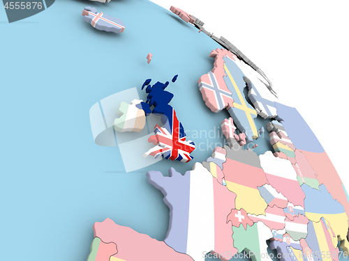 Image of Flag of United Kingdom on globe