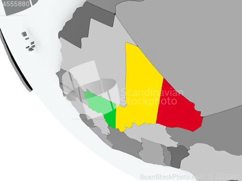 Image of Flag of Mali on political globe