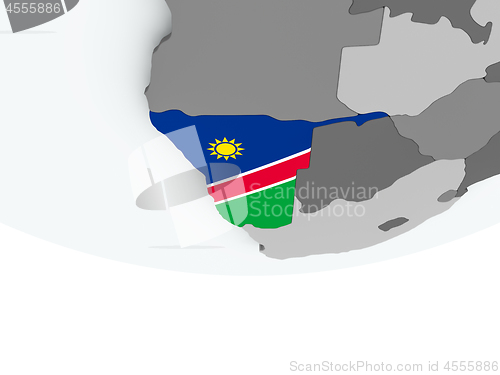 Image of Namibia with flag on globe